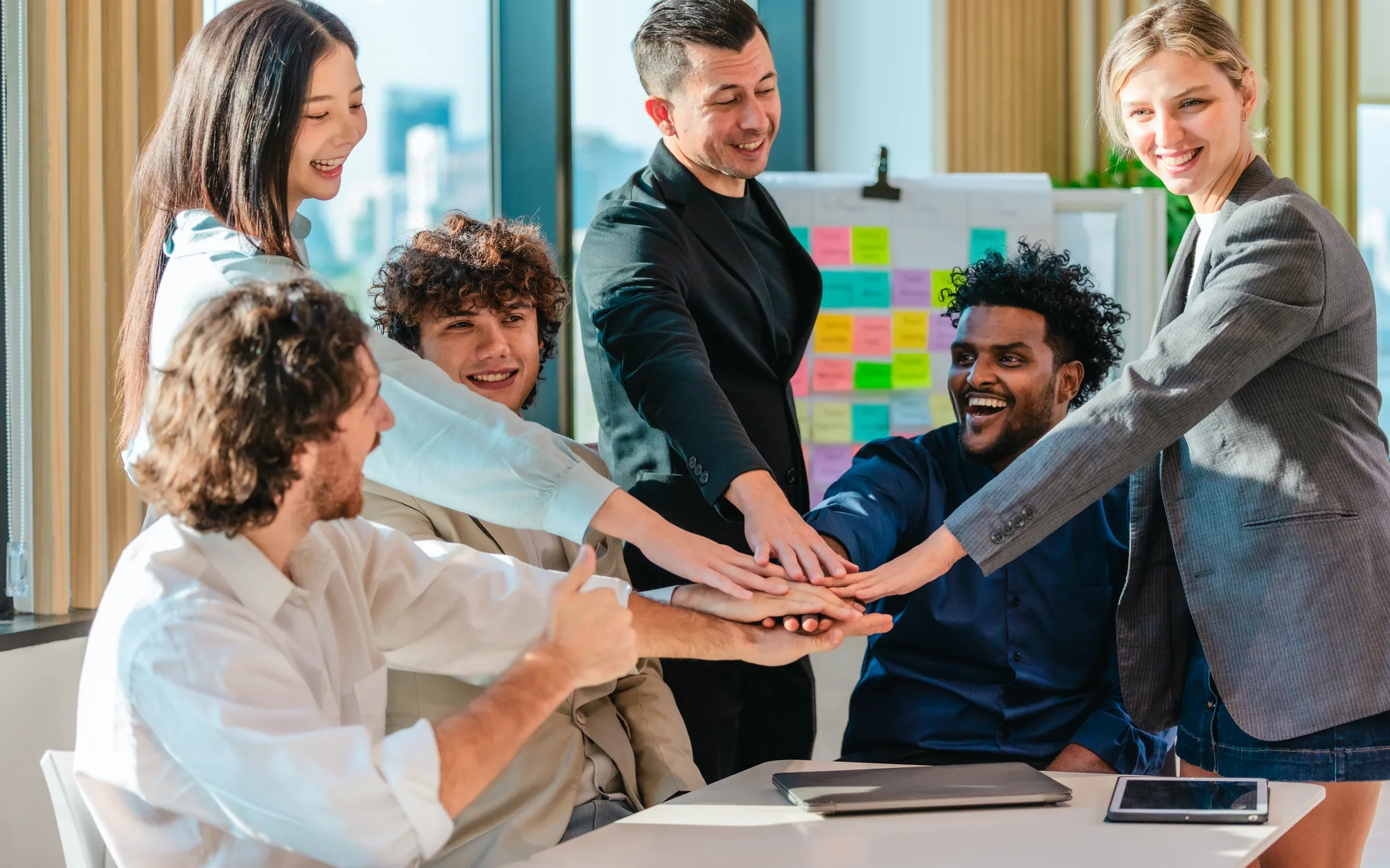 Members of a recruitment team working together in an office